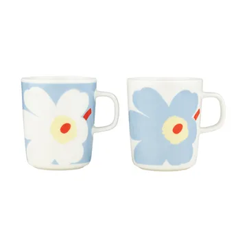 Tasse Juhla Unikko 25 cl Lot de 2 - White-light blue-sand-orange red - Marimekko