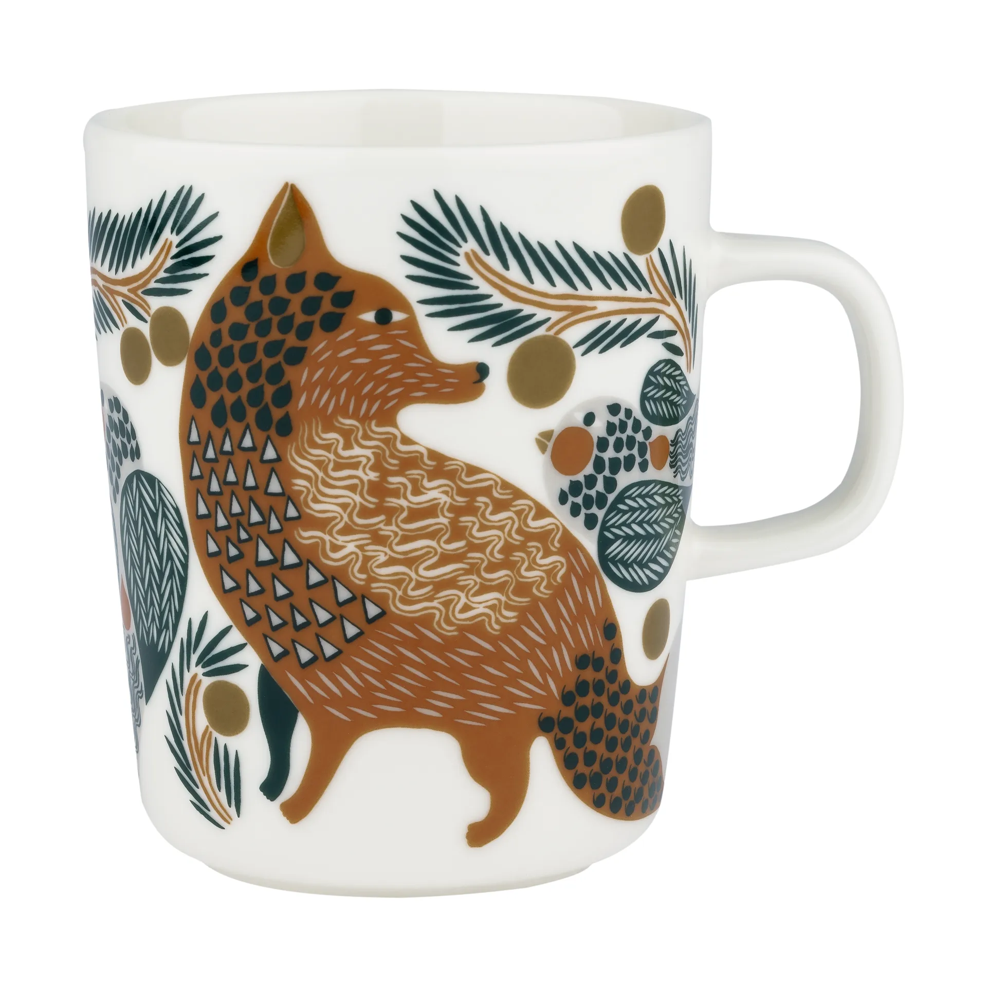 Tasse Oiva Ketunmarja 25 cl, White-brown-dark green Marimekko