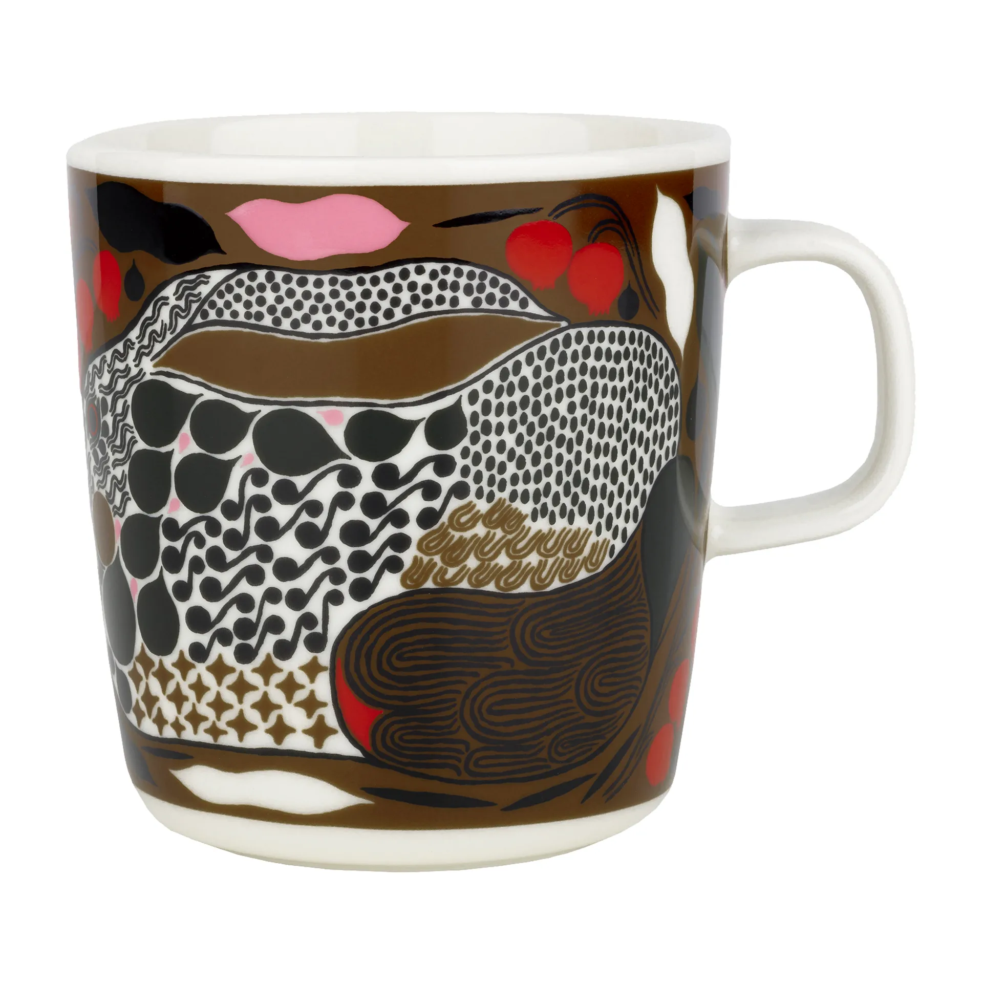 Tasse Rusakko 40 cl, blanc-marron-vert-rouge Marimekko