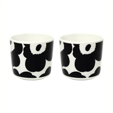 Tasse sans anse Unikko 20 cl, lot de 2 - Blanc-noir - Marimekko