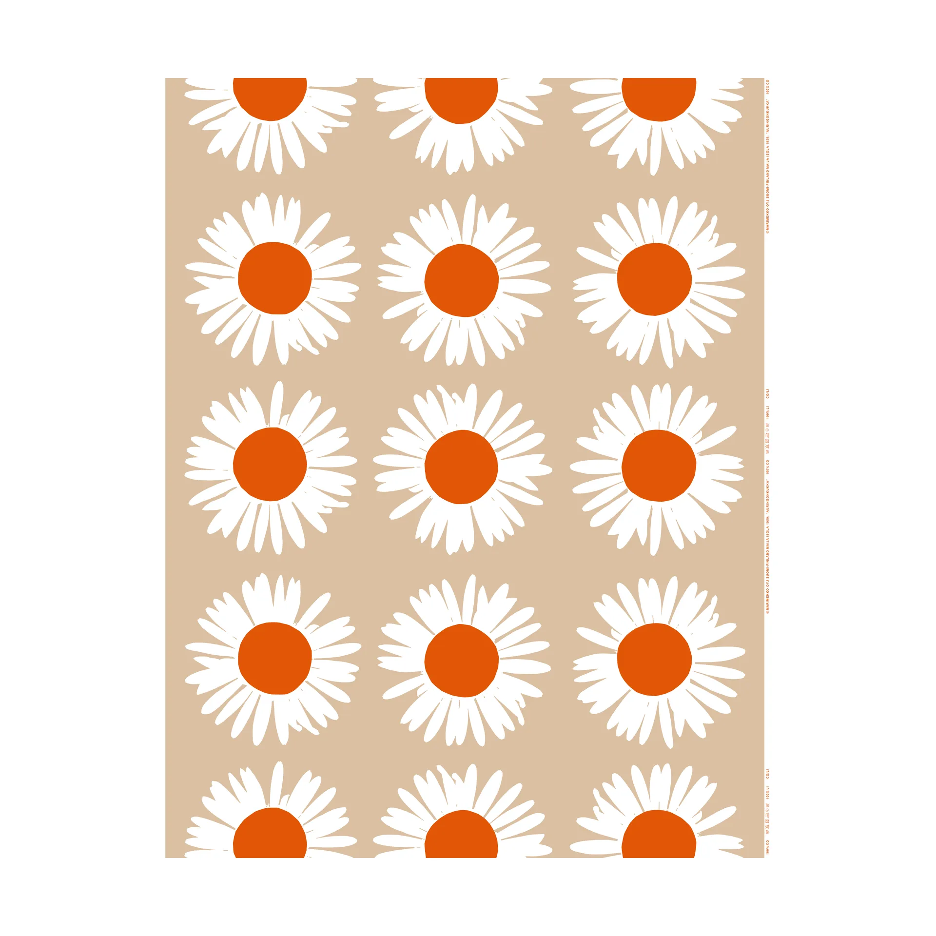 Tissu Auringonkukka pour extérieur, Beige-Off white-tomato red Marimekko