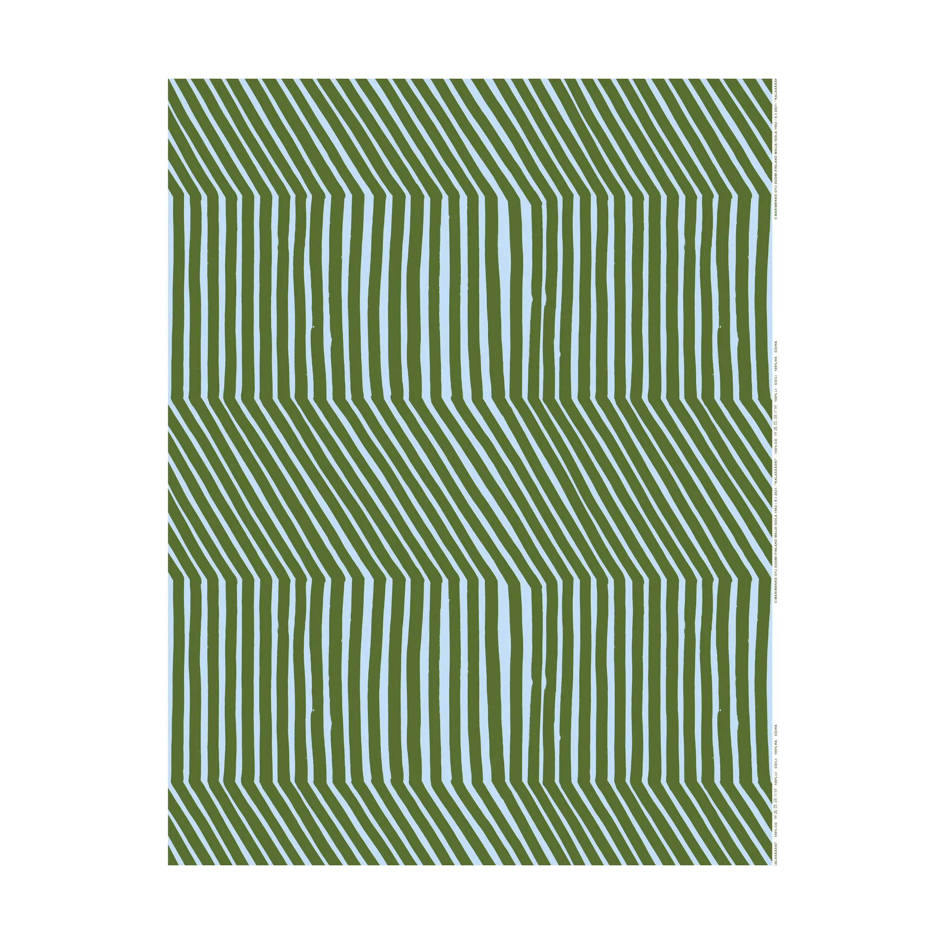 Tissu de coton Kalasääski, Forest green-light blue Marimekko