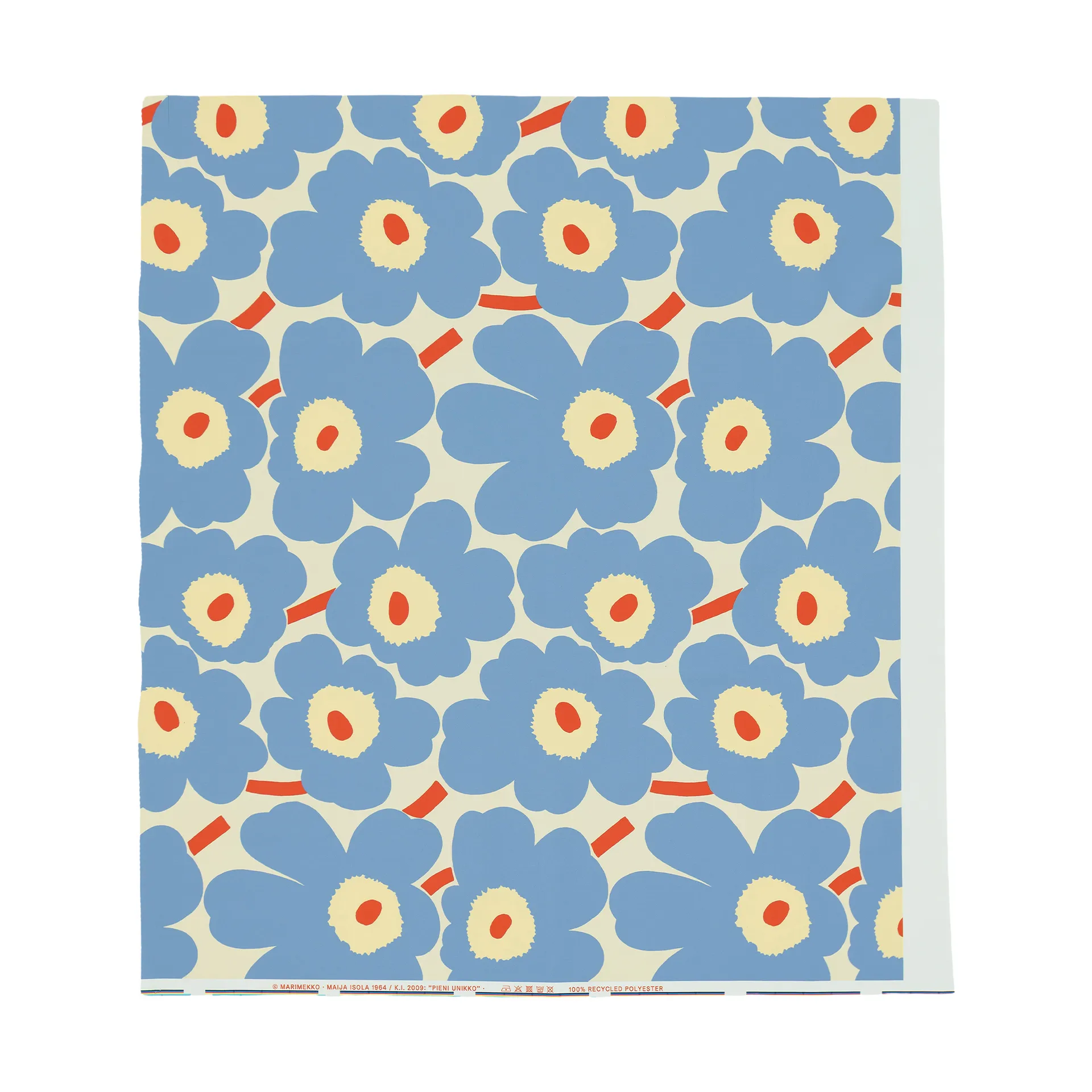 Tissu d’extérieur Pieni unikko, Off white-light blue-melon-orange red Marimekko