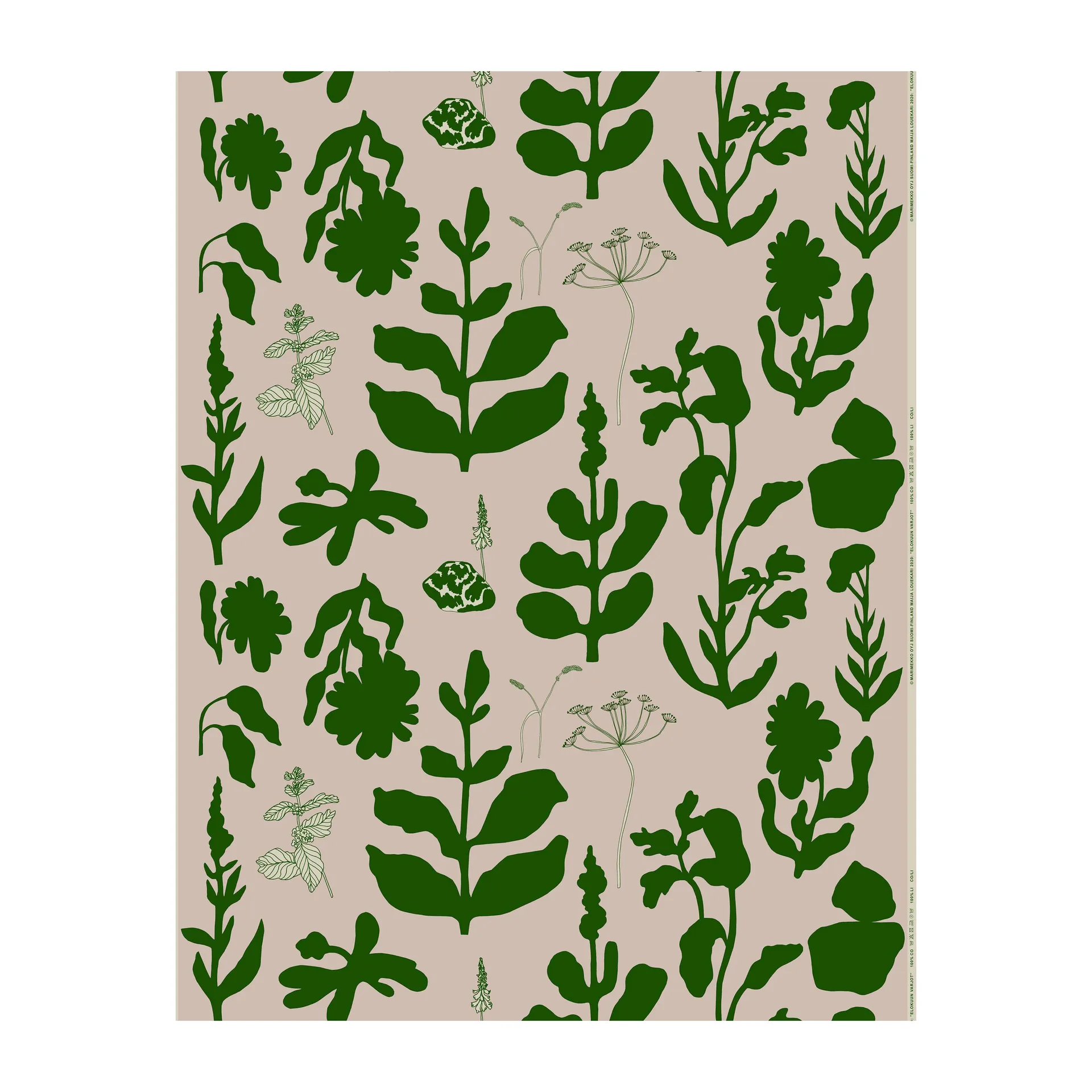 Tissu Elokuun Varjot coton-lin, Rose-vert Marimekko