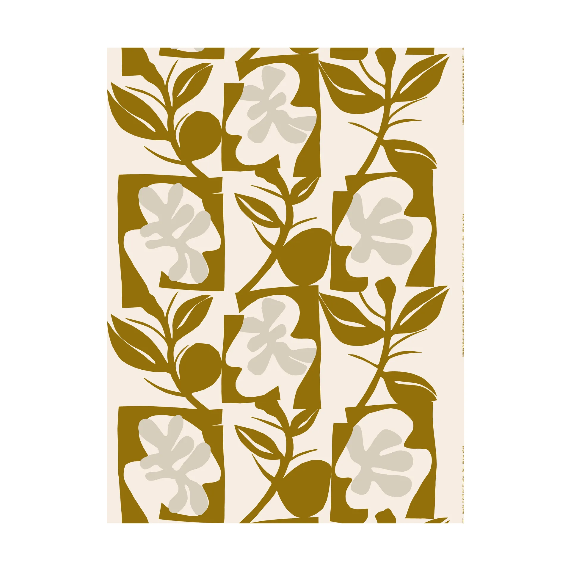 Tissu en coton Naatit, cotton-olive-grey Marimekko