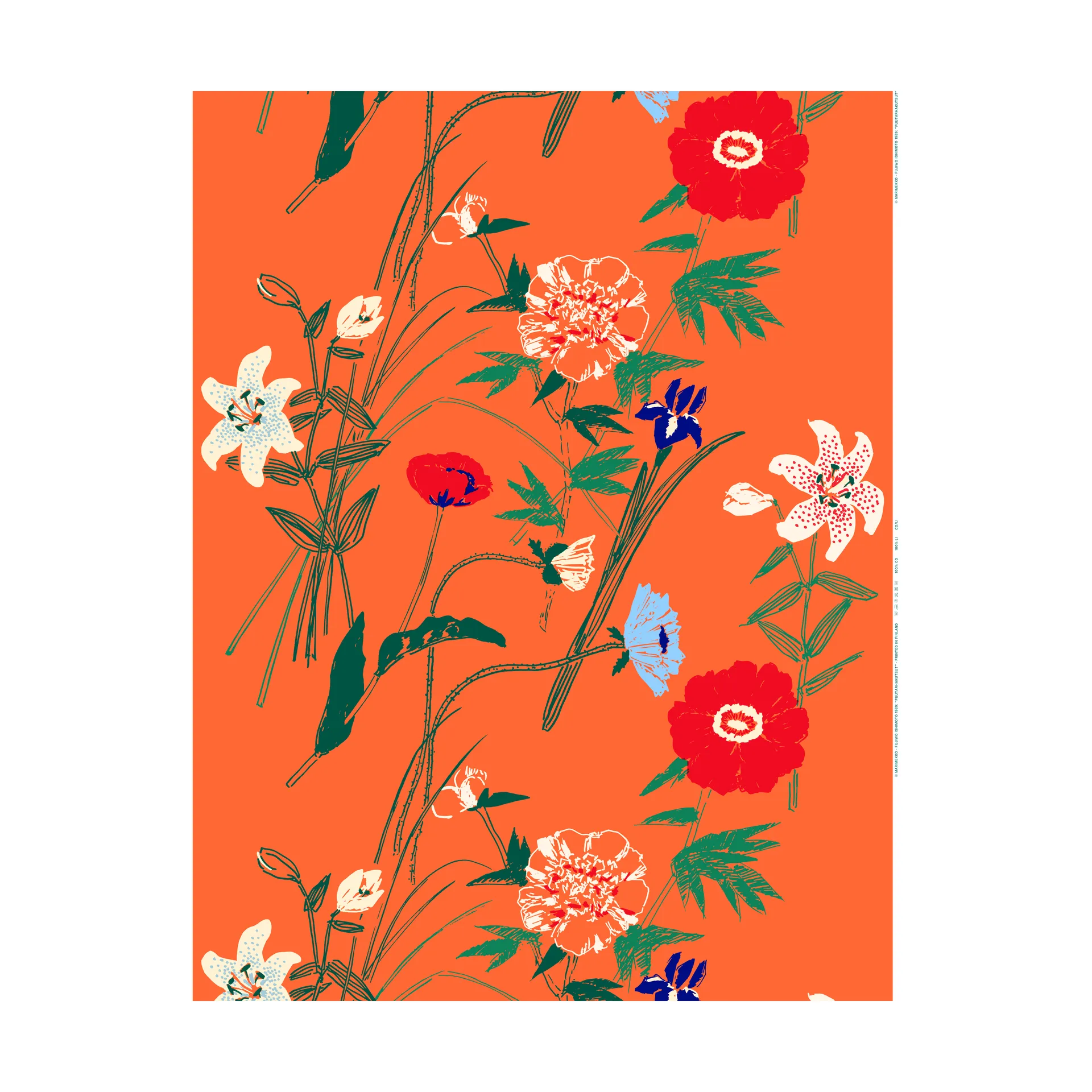Tissu en coton Puutarhakutsut, Orange Marimekko