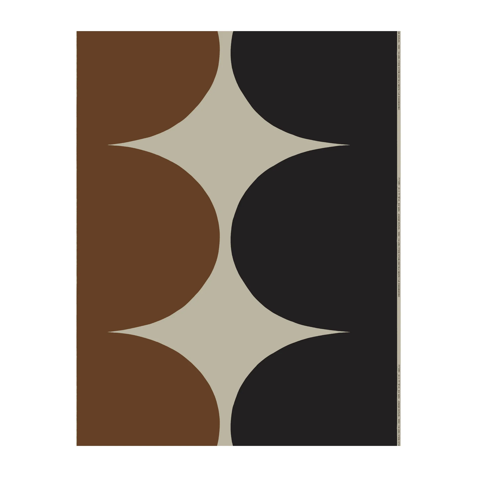 Tissu en lin Härkä, beige-noir-marron Marimekko