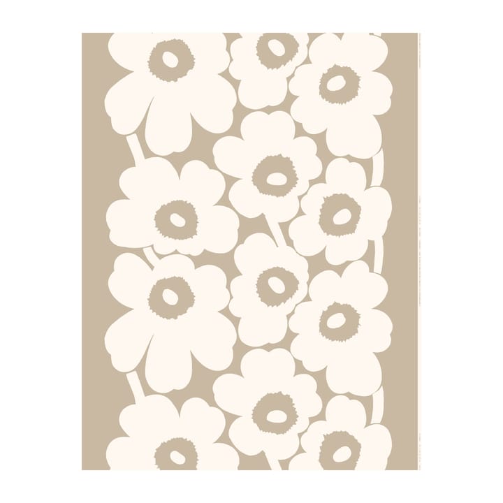 Tissu en lin Unikko - beige-blanc - Marimekko
