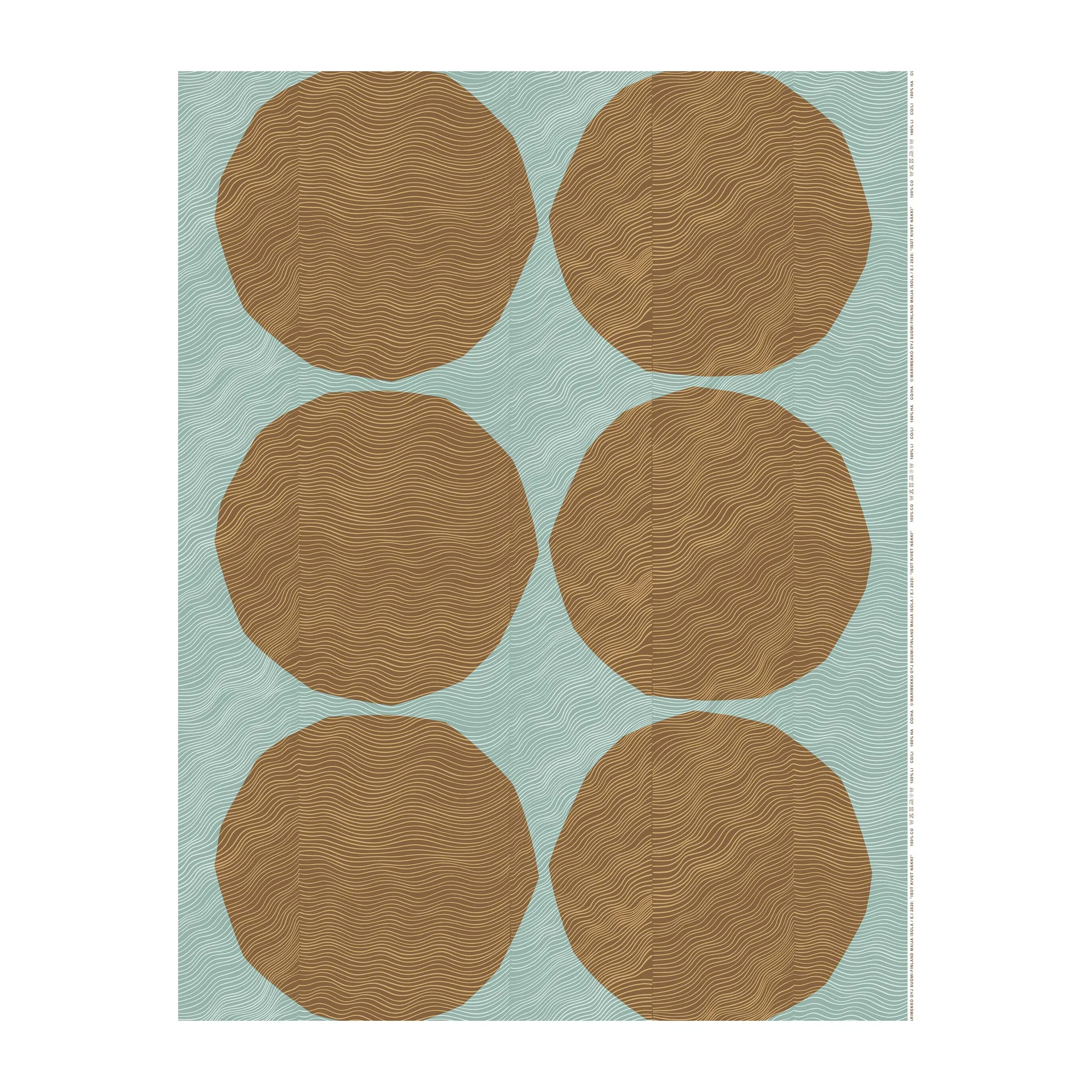 Tissu Isot Kivet Näkki, Vert gris-marron Marimekko