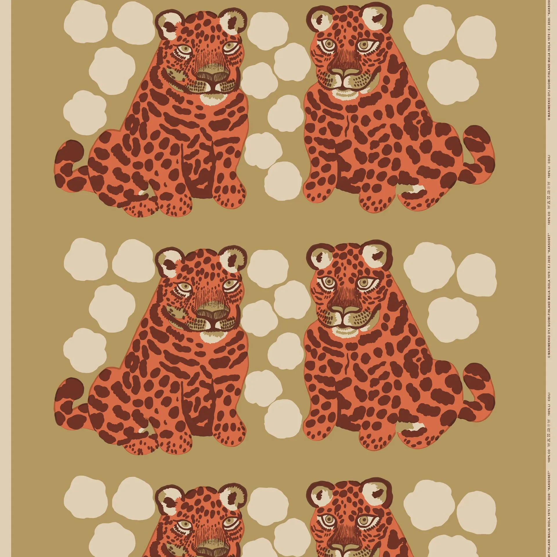 Tissu Kaksoset, Beige-orange-marron Marimekko