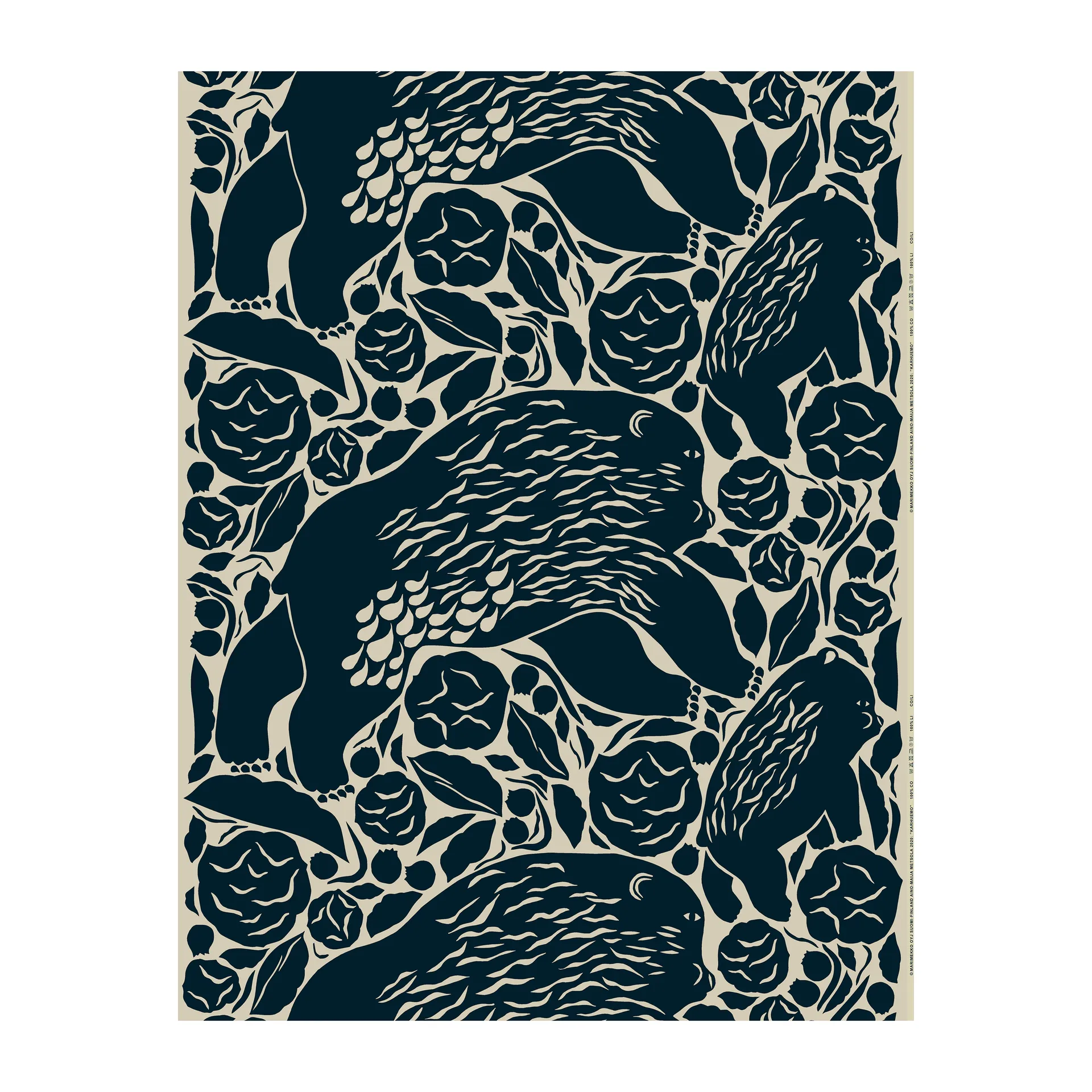 Tissu Karhuemo coton-lin, Bleu foncé Marimekko