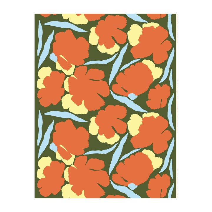 Tissu Malvikki, Vert foncé-orange-jaune Marimekko