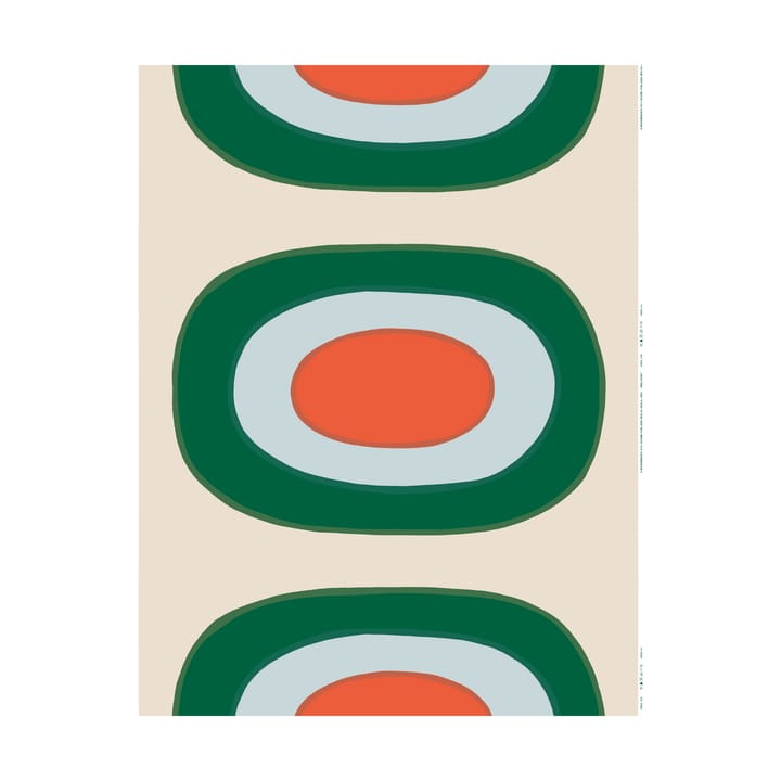 Tissu Melooni, Off white-green-l. blue-orange Marimekko