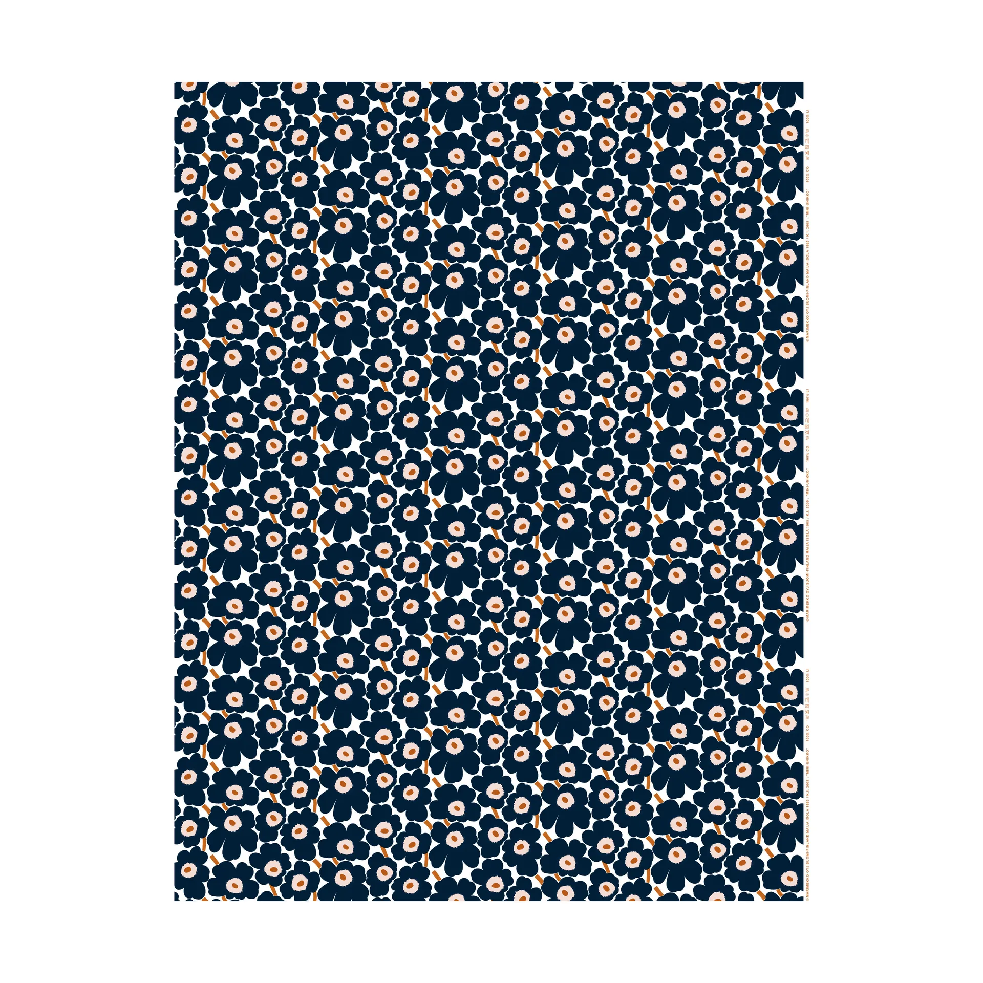 Tissu Mini Unikko, White-dark navy-powder-tile Marimekko