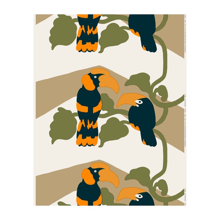 Tissu Pepe, Blanc cassé-marron-orange Marimekko