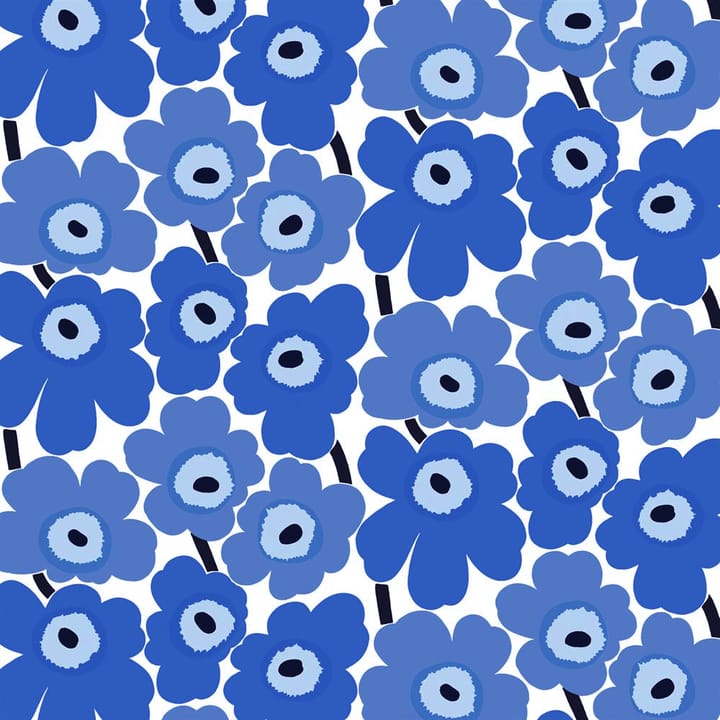 Tissu Pieni Unikko coton - blanc-bleu - Marimekko