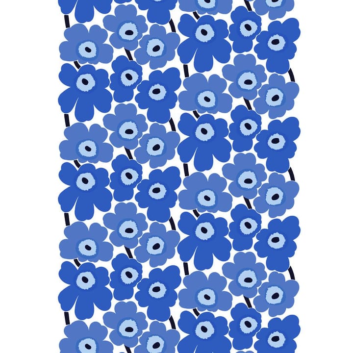 Tissu Pieni Unikko coton, blanc-bleu Marimekko