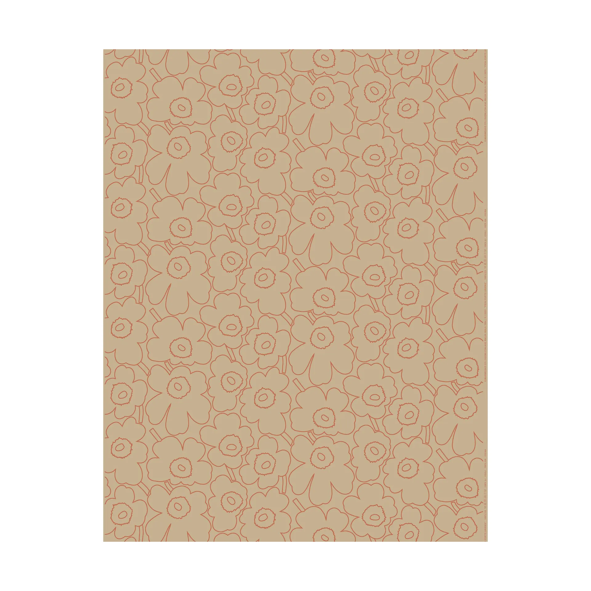 Tissu Piirto Unikko coton-lin, Linen-l. terracotta Marimekko
