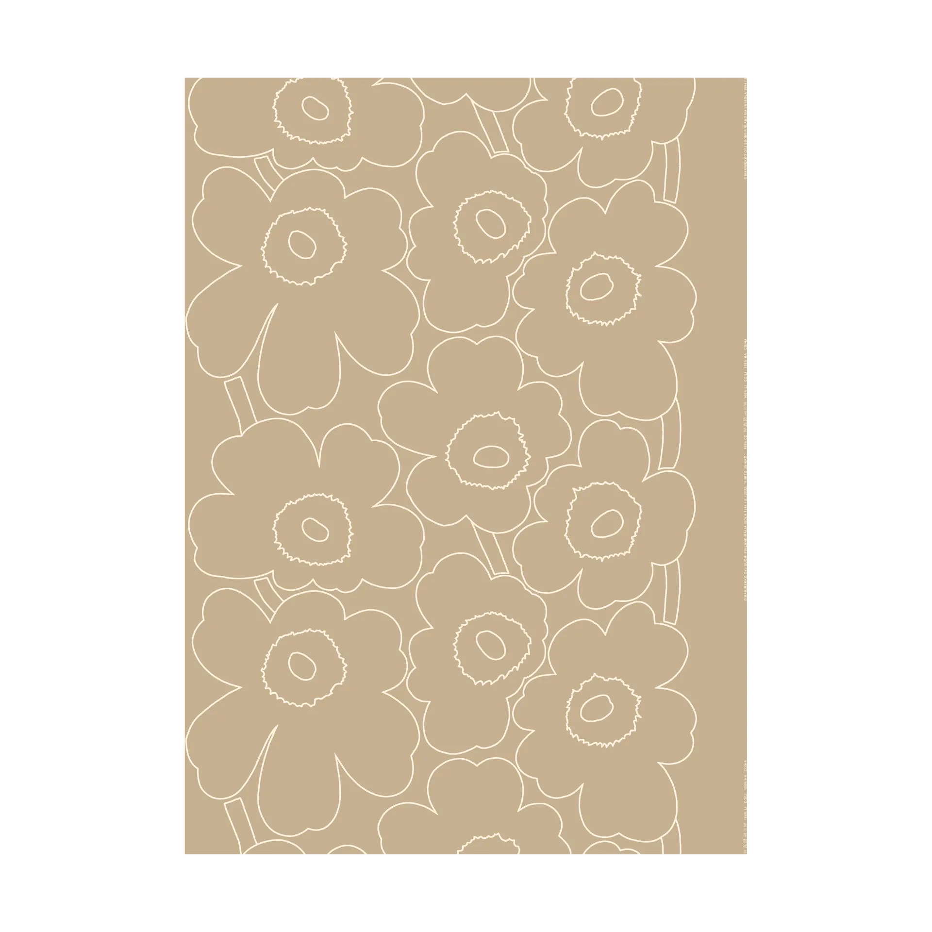 Tissu Piirto Unikko lin écru, Linen-white Marimekko