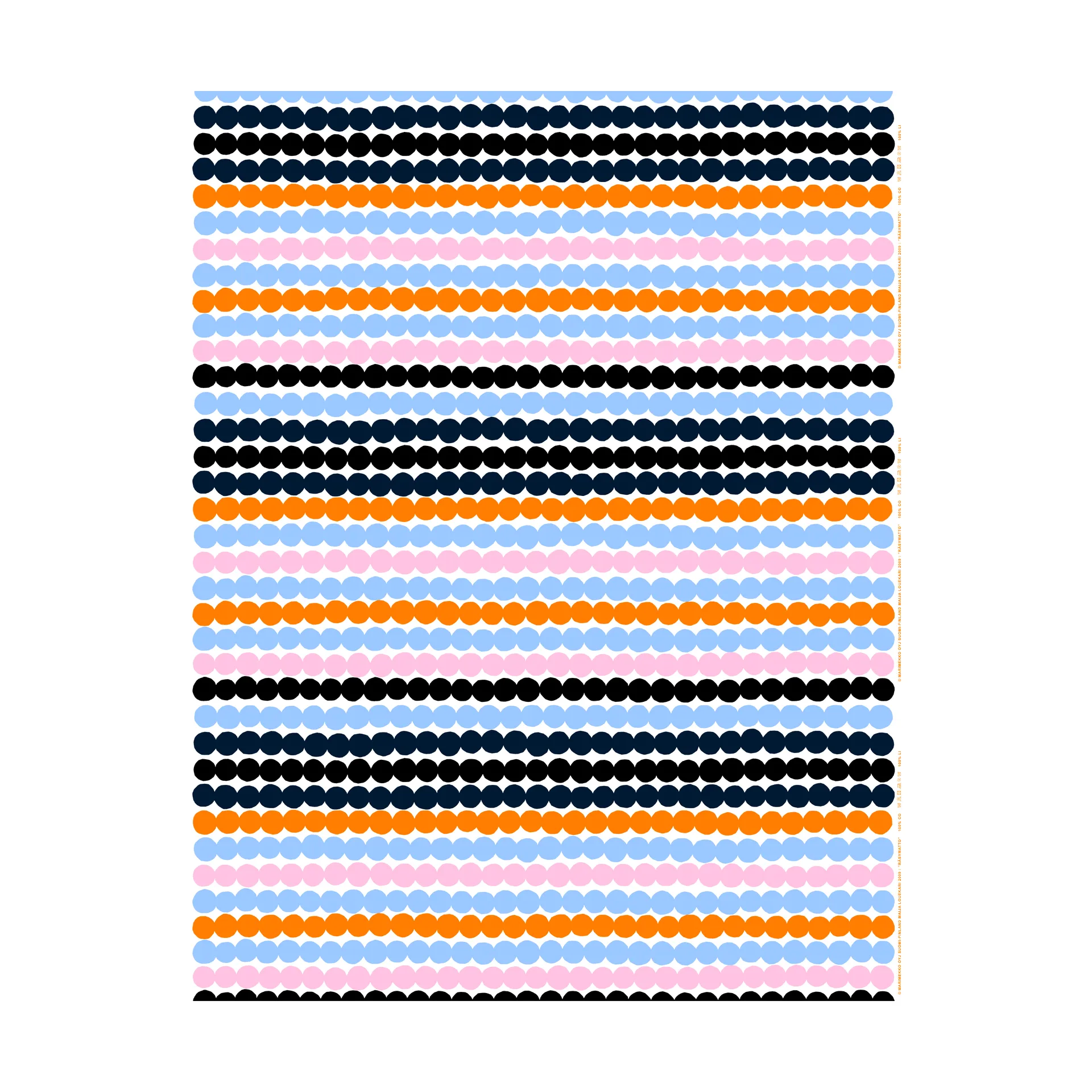Tissu Räsymatto, White-light blue-orange-pink Marimekko