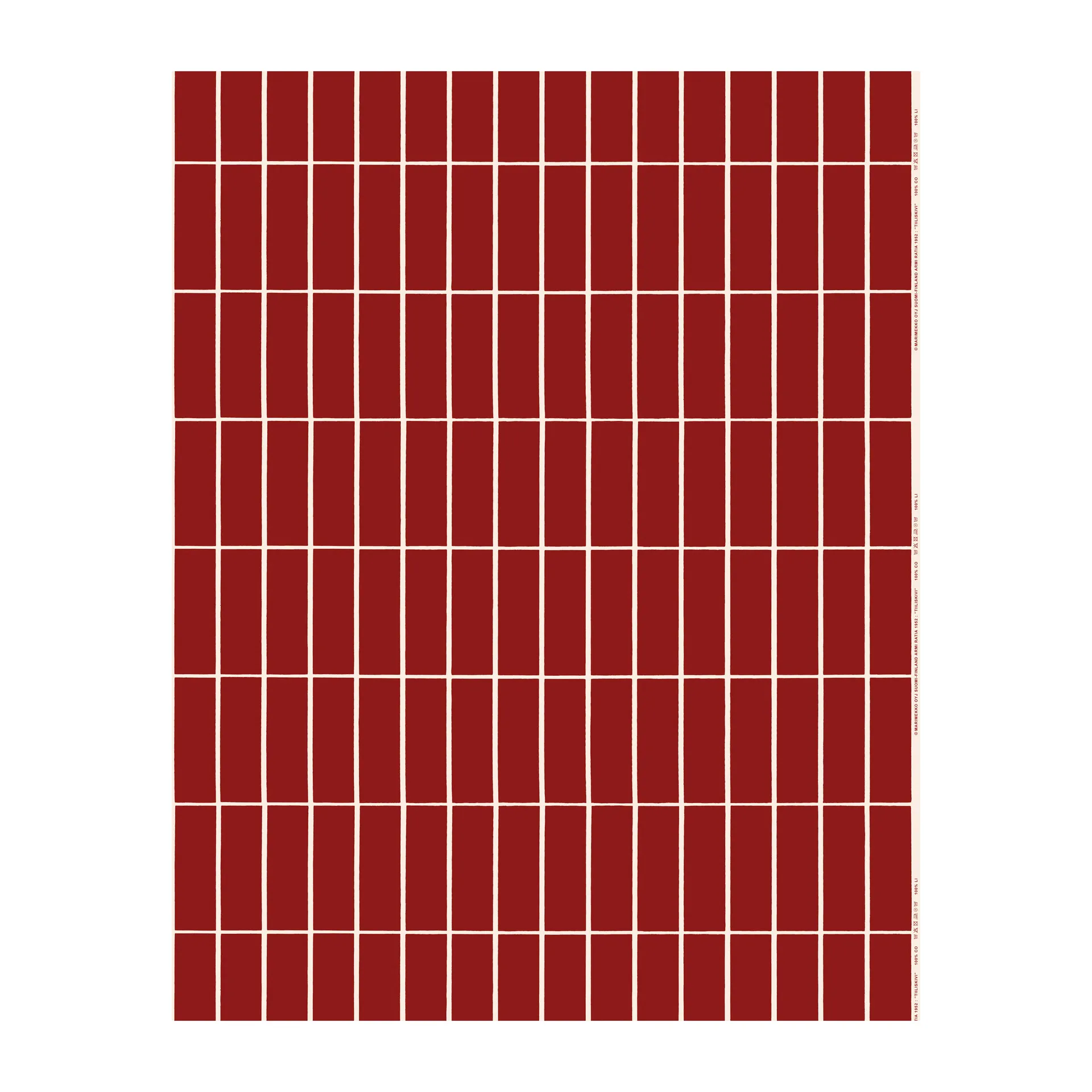 Tissu satiné Tiiliskivi, Rouge-beige Marimekko