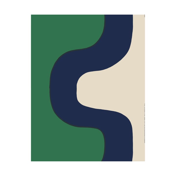 Tissu Seireeni coton-lin, Green-dark blue-linen Marimekko