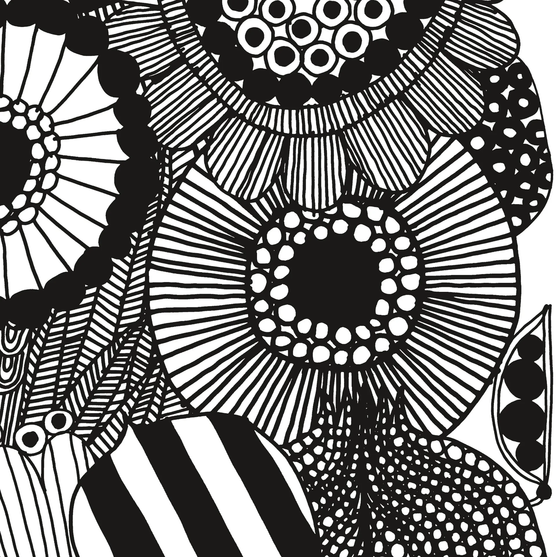 Tissu Siirtolapuutarha, blanc-noir Marimekko