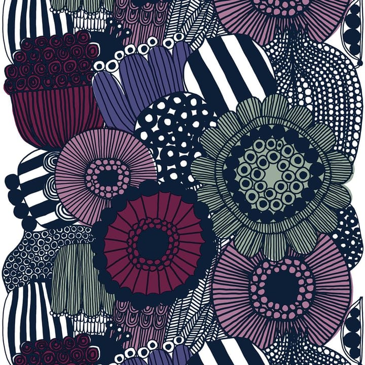 Tissu Siirtolapuutarha, blanc-violet-gris Marimekko