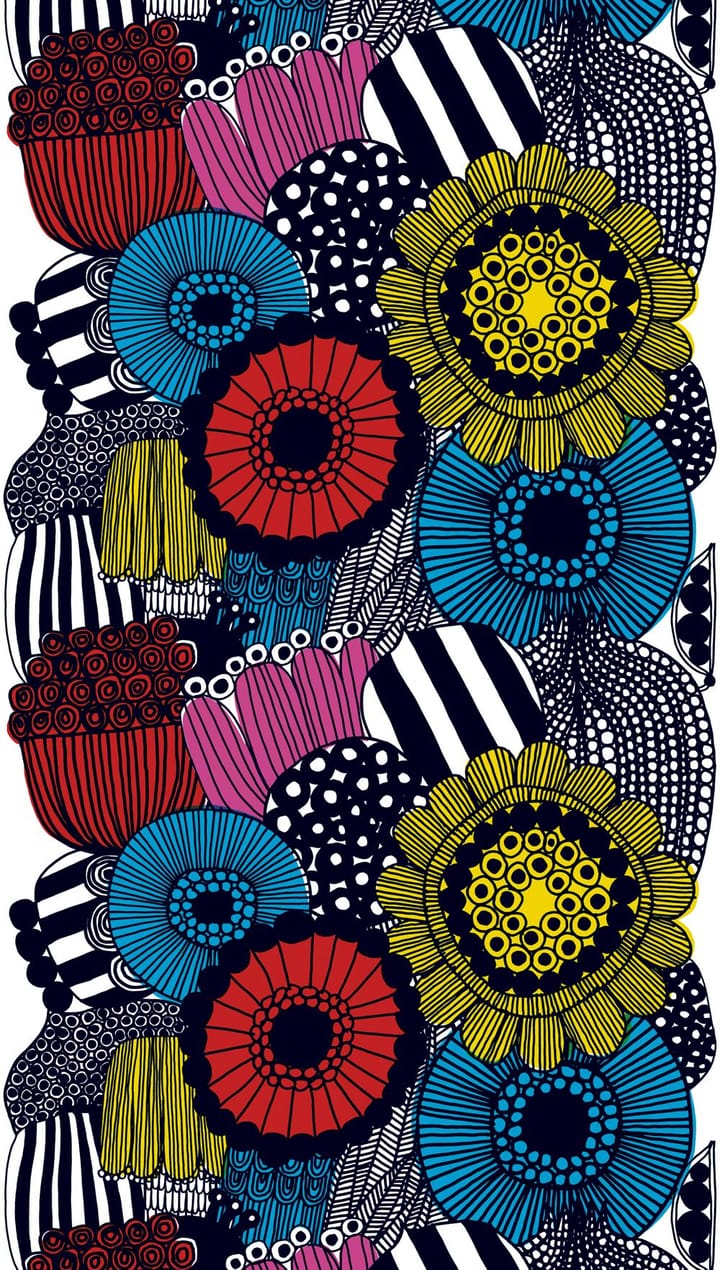 Tissu Siirtolapuutarha, jaune-rose-bleu Marimekko
