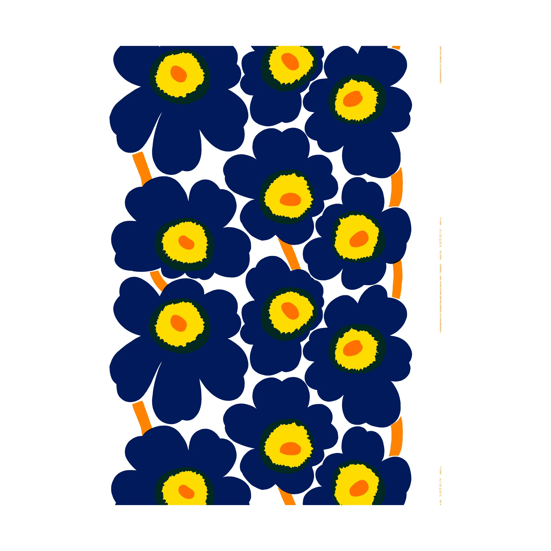 Tissu Unikko bleu foncé, Bleu foncé-jaune

 Marimekko