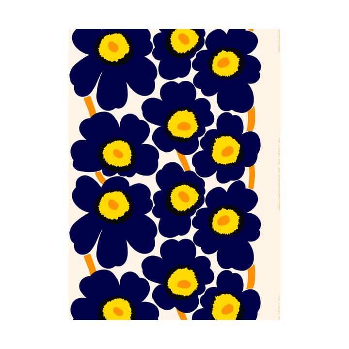 Tissu Unikko en coton épais - Cotton-d. blue-yellow-orange - Marimekko