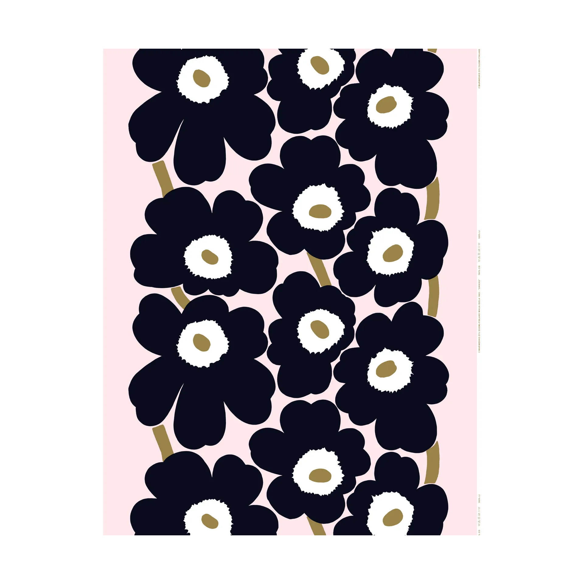 Tissu Unikko, Pink-charcoal-light brown Marimekko