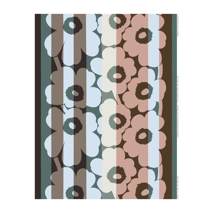 Tissu Unikko Ralli, Brown-petrol-light red Marimekko