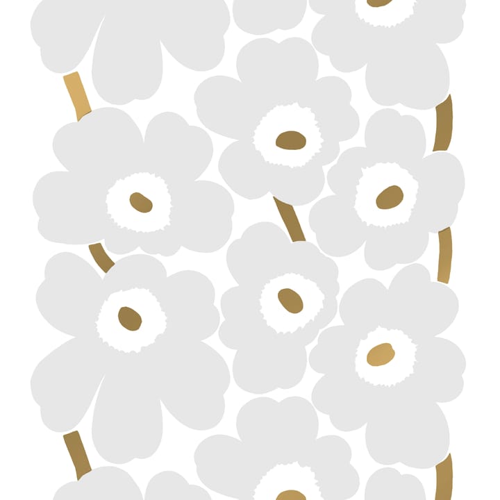 Tissu Unikko satin de coton - Blanc-gris-doré - Marimekko