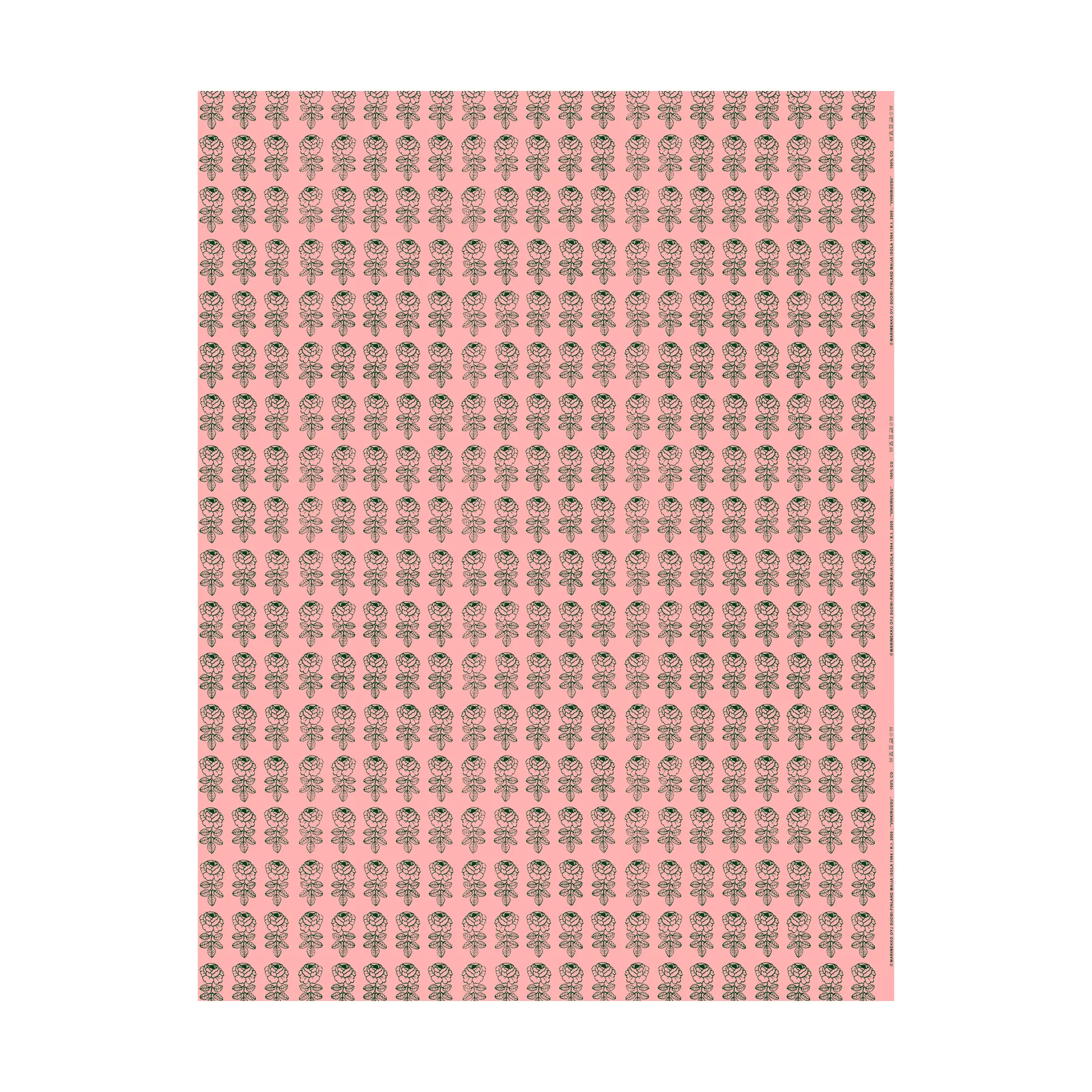 Tissu Vihkiruusu, Light pink-dark green Marimekko