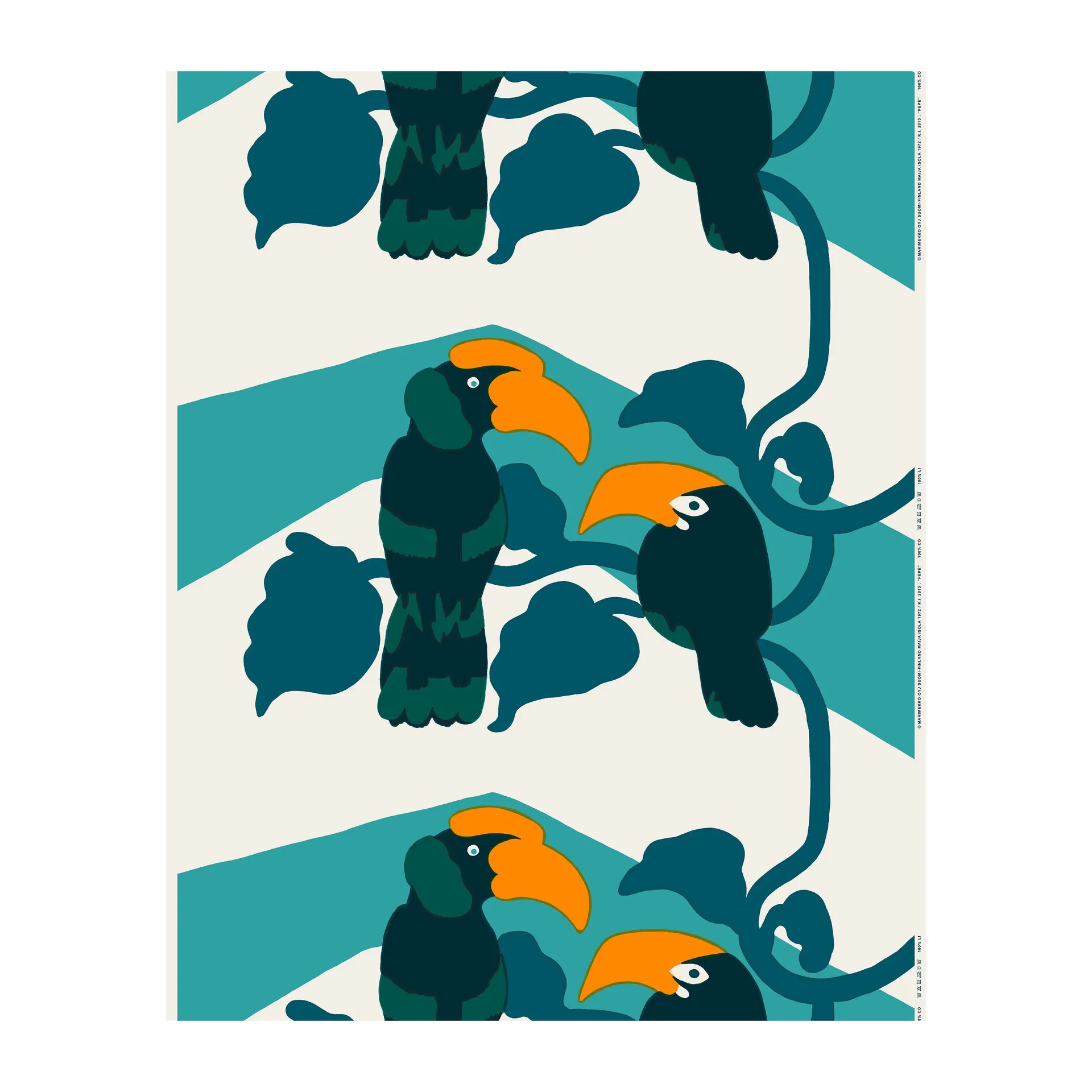 Toile cirée Pepe, Blanc cassé-turquoise-orange Marimekko