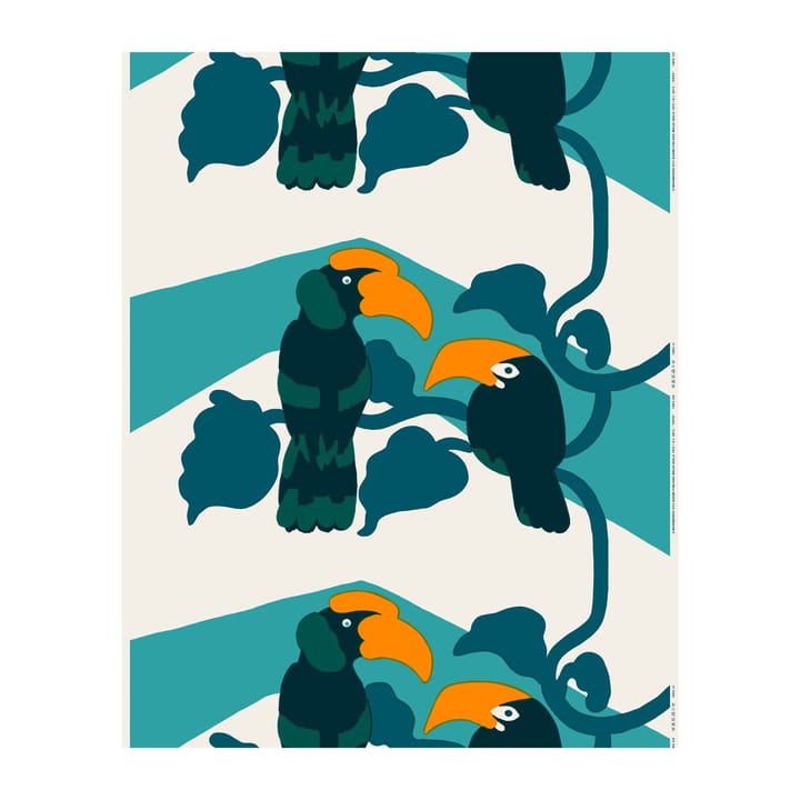 Toile cirée Pepe, Blanc cassé-turquoise-orange Marimekko