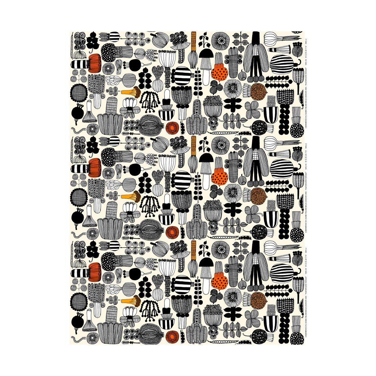 Marimekko Toile cirée Puutarhurin Parhaat White-black-orange