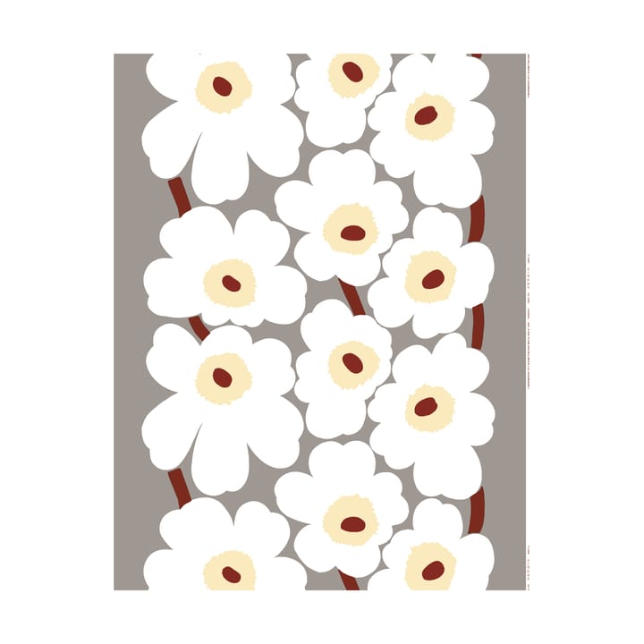 Toile cirée Unikko, L. grey, white, d. red, butter Marimekko