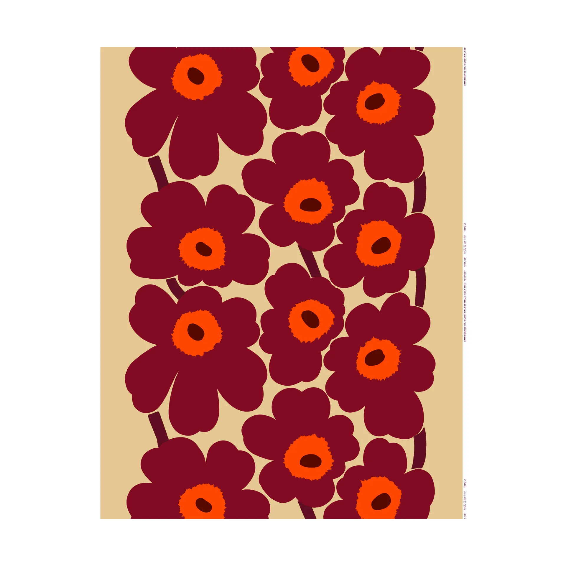 Toile cirée Unikko, Vanilla-wine red-red Marimekko