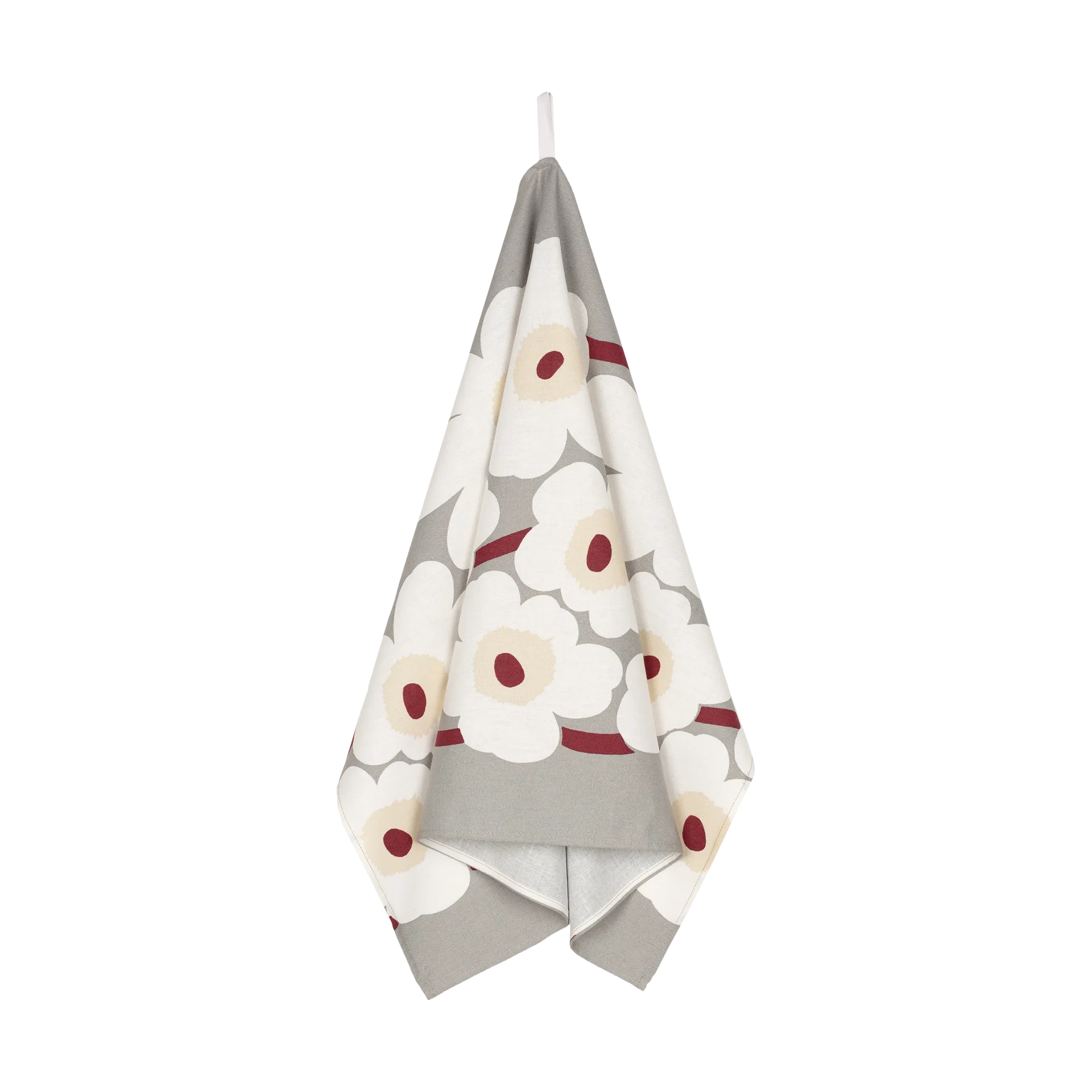 Torchon coton-lin Pieni Unikko 43x70 cm, L. grey-white-d. red-yellow Marimekko