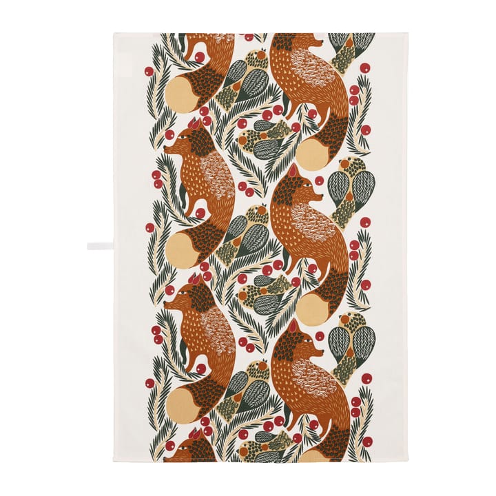 Torchon Ketunmarja 47 x 70cm - Blanc-marron-rouge-vert foncé - Marimekko