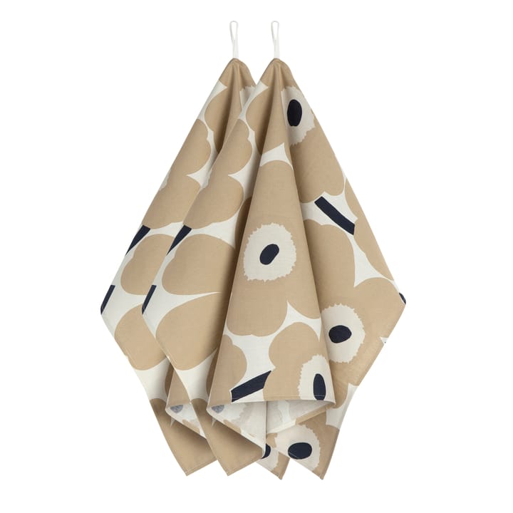 Torchon Pieni Unikko lot de 2 - Blanc cassé-beige-bleu - Marimekko