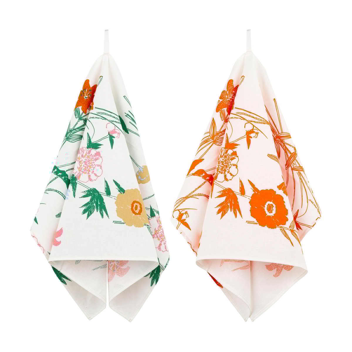 Marimekko Torchon Puutarhakutsut 2 pièces White-green-orange-beige