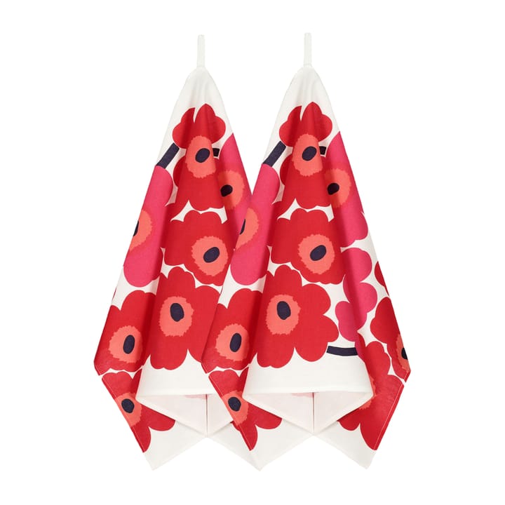 Torchon Unikko, lot de 2 - Blanc-Rouge - Marimekko