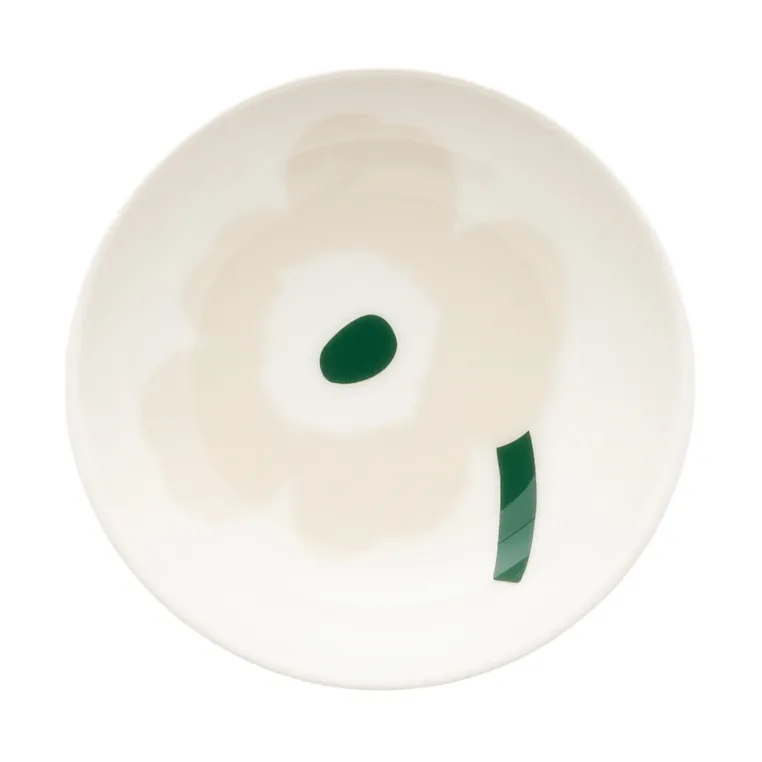 Unikko assiette creuse, Beige-white-light sand-dark green Marimekko