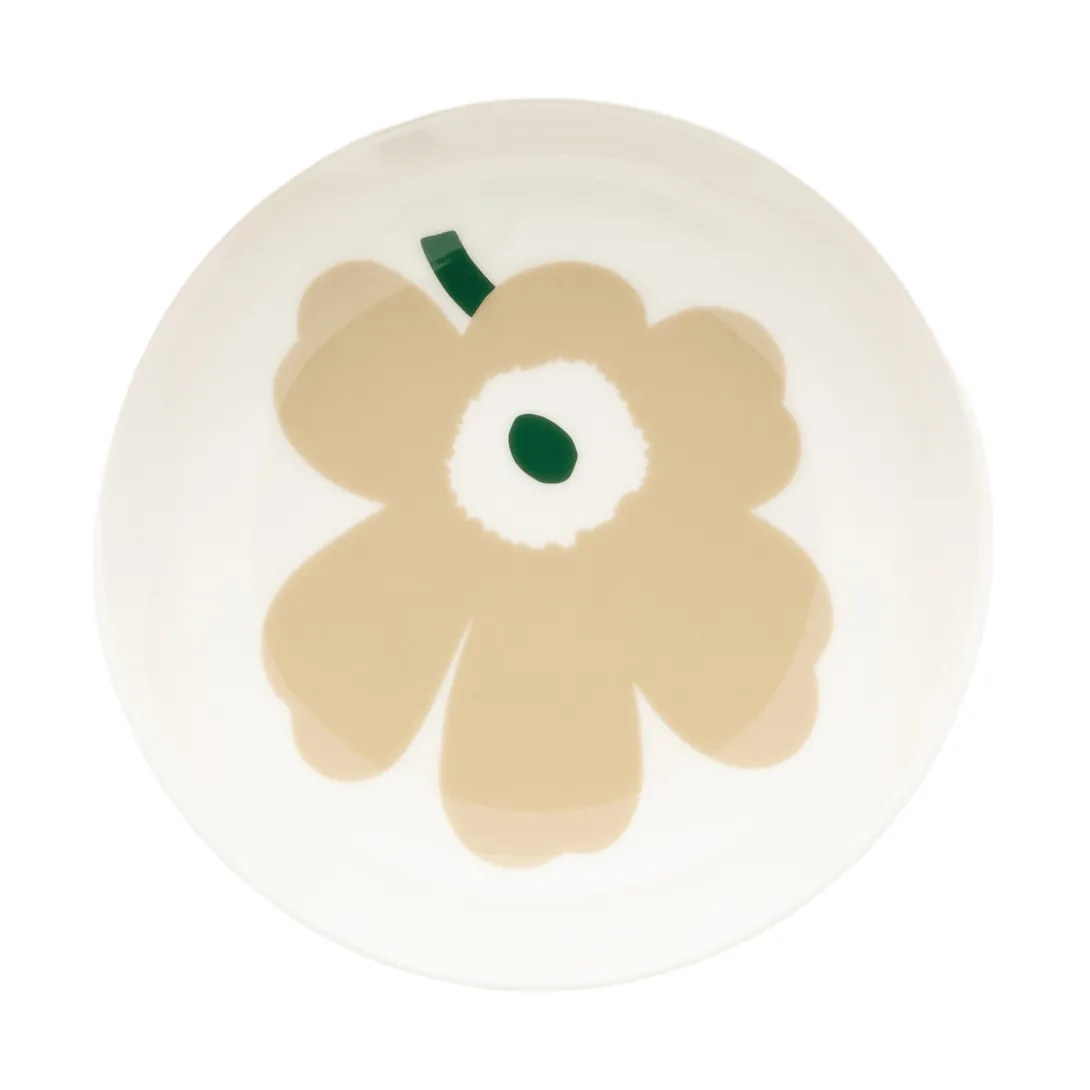 Unikko assiette creuse, Beige-white-light sand-dark green Marimekko