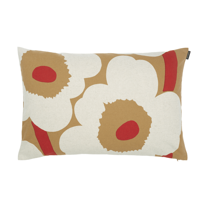 Unikko housse de coussin 40 x 60 cm - Brown-linen-red - Marimekko