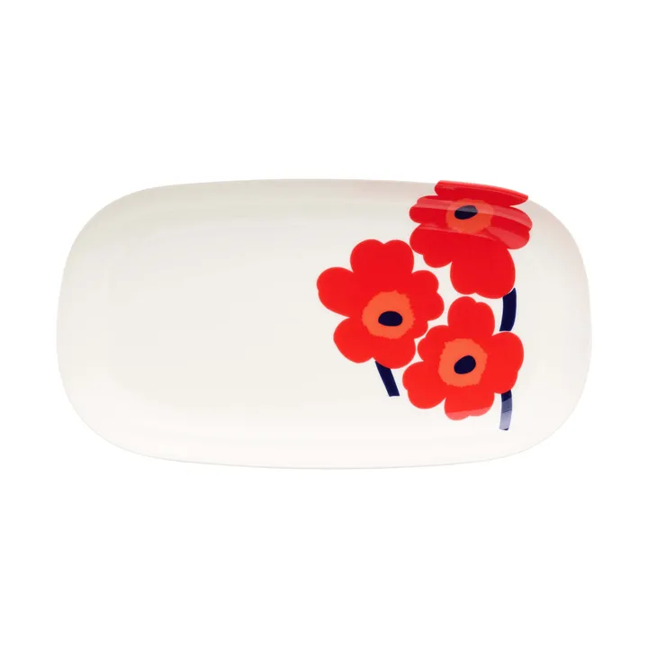 Unikko plat de service 17x32 cm - White-red-blue - Marimekko