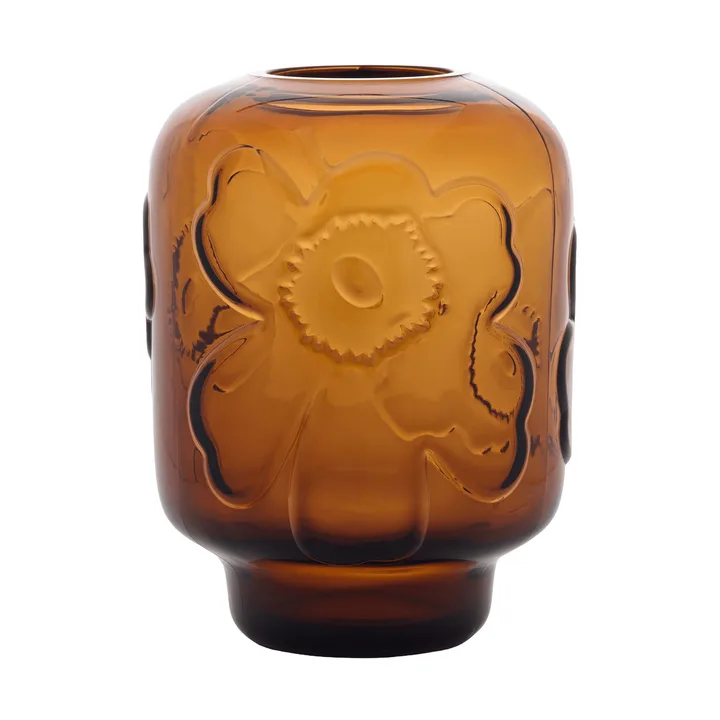 Unikko vase en verre - Cognac, 18 cm - Marimekko